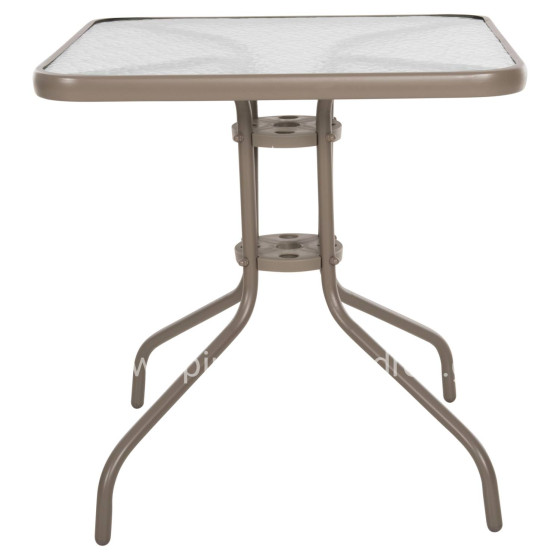 OUTDOOR TABLE SQUARE FIGO HM5036.04 CHAMPAGNE METAL-GLASS TABLETOP 70Χ70Χ72.5Hcm