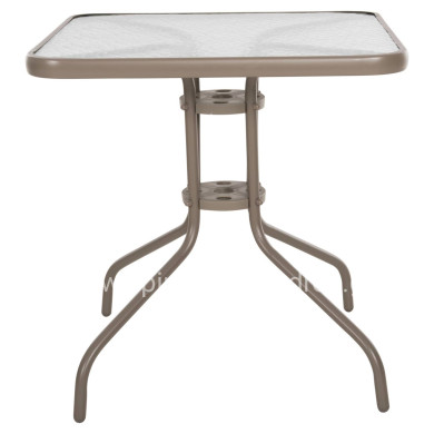 OUTDOOR TABLE SQUARE FIGO HM5036.04 CHAMPAGNE METAL-GLASS TABLETOP 70Χ70Χ72.5Hcm