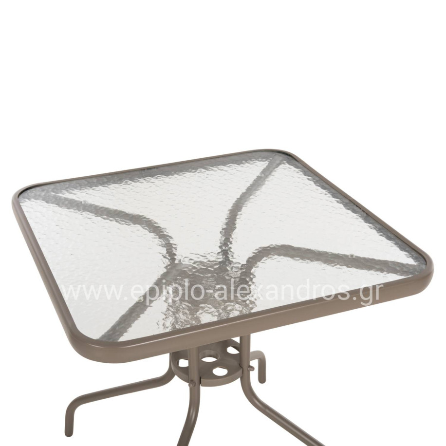 OUTDOOR TABLE SQUARE FIGO HM5036.04 CHAMPAGNE METAL-GLASS TABLETOP 70Χ70Χ72.5Hcm