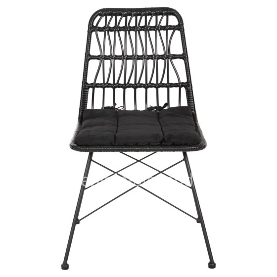 CHAIR OUTDOOR ALLEGRA HM5453.12 METAL-CUSHION-WICKER IN BLACK 52x52x83.5Hcm.