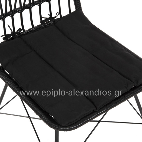 CHAIR OUTDOOR ALLEGRA HM5453.12 METAL-CUSHION-WICKER IN BLACK 52x52x83.5Hcm.