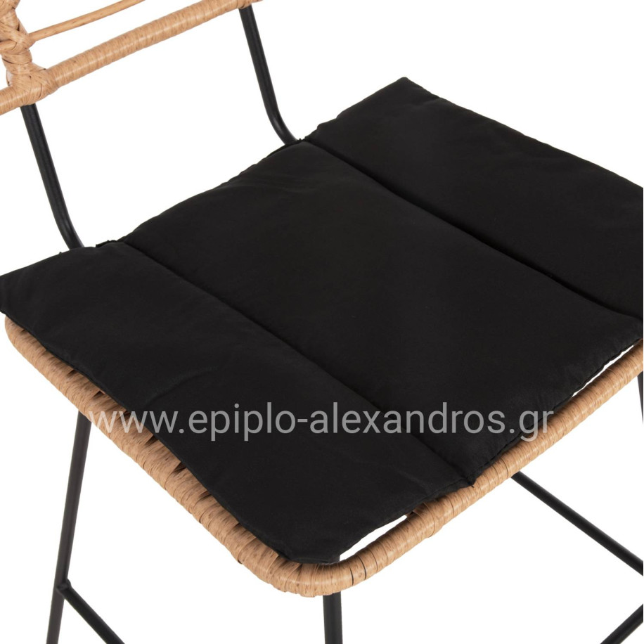ΣΚΑΜΠΟ ΜΠΑΡ ALLEGRA HM5455.11 ΜΕΤΑΛΛΟ&ΜΑΞΙΛΑΡΙ ΜΑΥΡΟ-WICKER ΜΠΕΖ 56x59x116,5Υεκ.