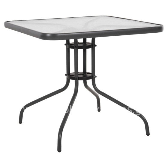 OUTDOOR TABLE SQUARE FIGO HM5972.01 GREY METAL-GLASS TABLETOP 80Χ80Χ71Hcm