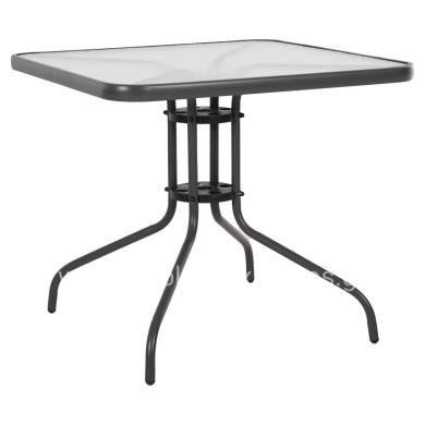 OUTDOOR TABLE SQUARE FIGO HM5972.01 GREY METAL-GLASS TABLETOP 80Χ80Χ71Hcm