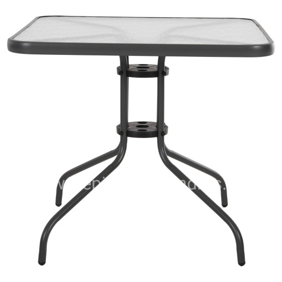 OUTDOOR TABLE SQUARE FIGO HM5972.01 GREY METAL-GLASS TABLETOP 80Χ80Χ71Hcm