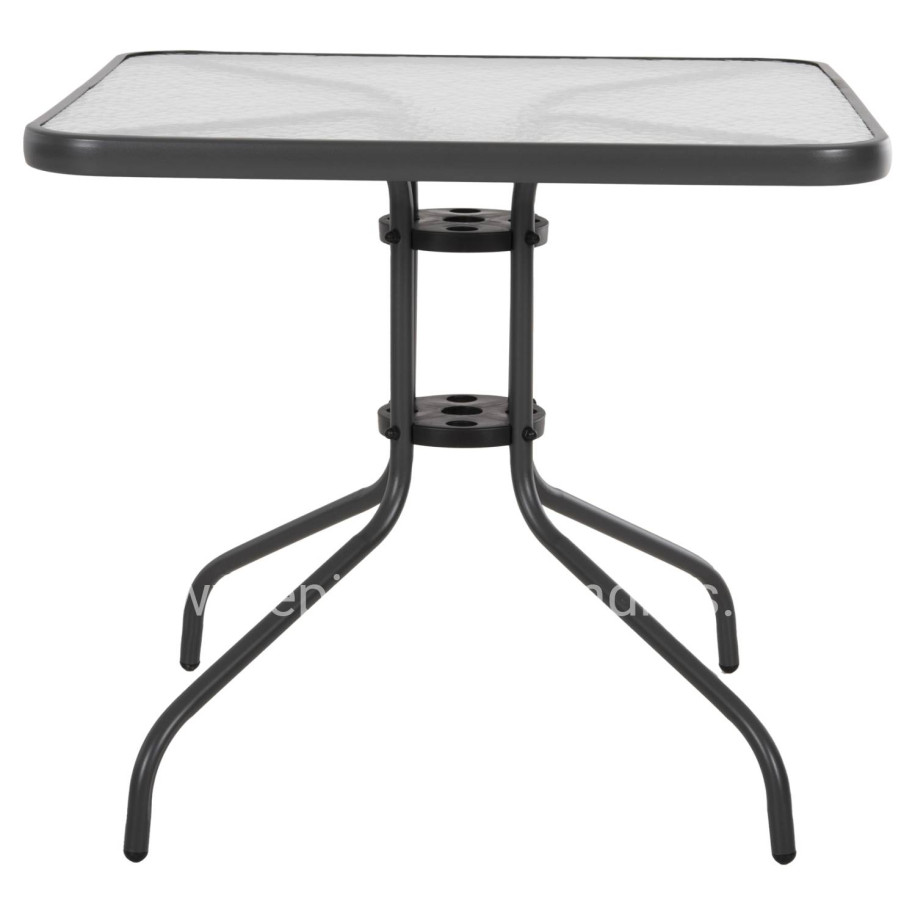 OUTDOOR TABLE SQUARE FIGO HM5972.01 GREY METAL-GLASS TABLETOP 80Χ80Χ71Hcm