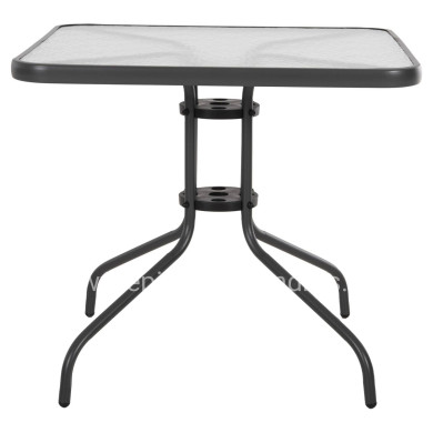 OUTDOOR TABLE SQUARE FIGO HM5972.01 GREY METAL-GLASS TABLETOP 80Χ80Χ71Hcm