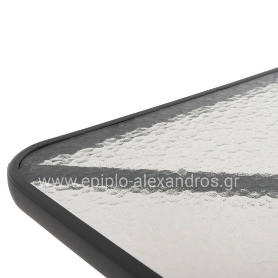 OUTDOOR TABLE SQUARE FIGO HM5972.01 GREY METAL-GLASS TABLETOP 80Χ80Χ71Hcm