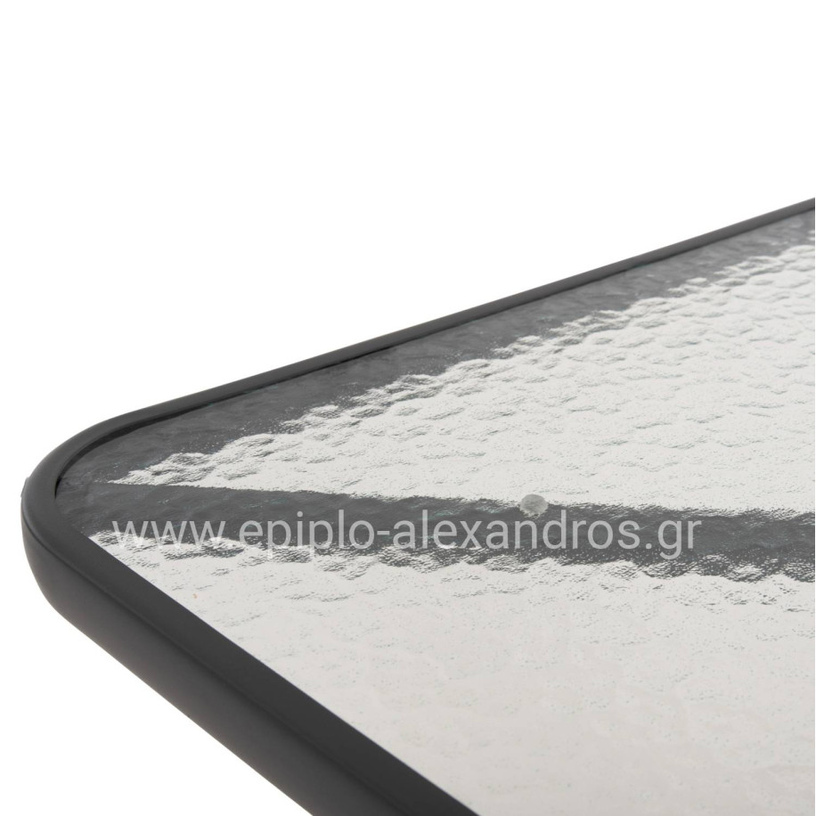 OUTDOOR TABLE SQUARE FIGO HM5972.01 GREY METAL-GLASS TABLETOP 80Χ80Χ71Hcm