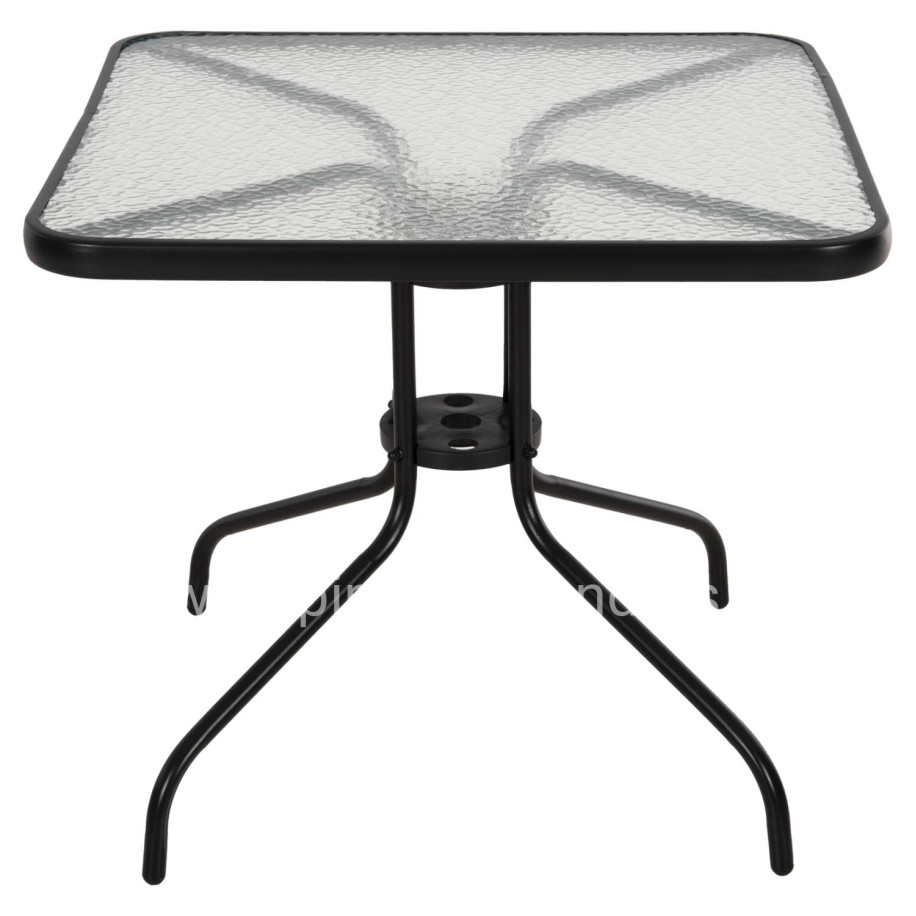 OUTDOOR TABLE SQUARE FIGO HM5972.03 BLACK METAL-GLASS TABLETOP 80Χ80Χ71Hcm