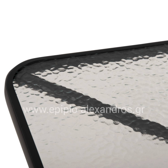 OUTDOOR TABLE SQUARE FIGO HM5972.03 BLACK METAL-GLASS TABLETOP 80Χ80Χ71Hcm