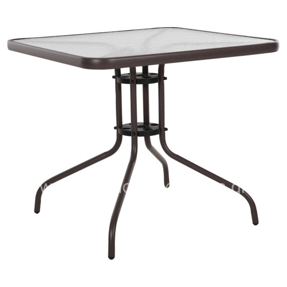 OUTDOOR TABLE SQUARE FIGO HM5972.02 BROWN METAL-GLASS TABLETOP 80Χ80Χ71Hcm