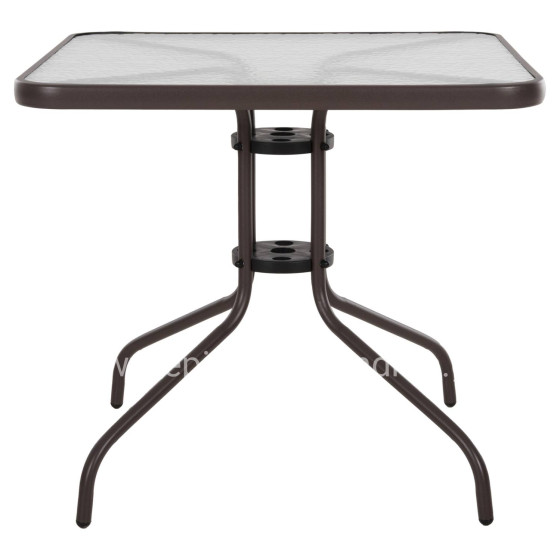 OUTDOOR TABLE SQUARE FIGO HM5972.02 BROWN METAL-GLASS TABLETOP 80Χ80Χ71Hcm
