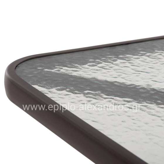 OUTDOOR TABLE SQUARE FIGO HM5972.02 BROWN METAL-GLASS TABLETOP 80Χ80Χ71Hcm