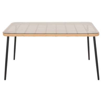 DINING TABLE RECTANGULAR ALLEGRA HM5537.11 BLACK METAL-P.E. RATTAN IN NATURAL 139,5x79,5x73Hcm.