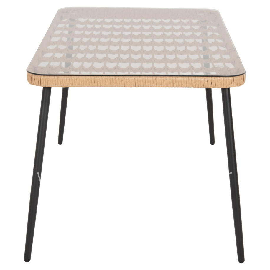 DINING TABLE RECTANGULAR ALLEGRA HM5537.11 BLACK METAL-P.E. RATTAN IN NATURAL 139,5x79,5x73Hcm.