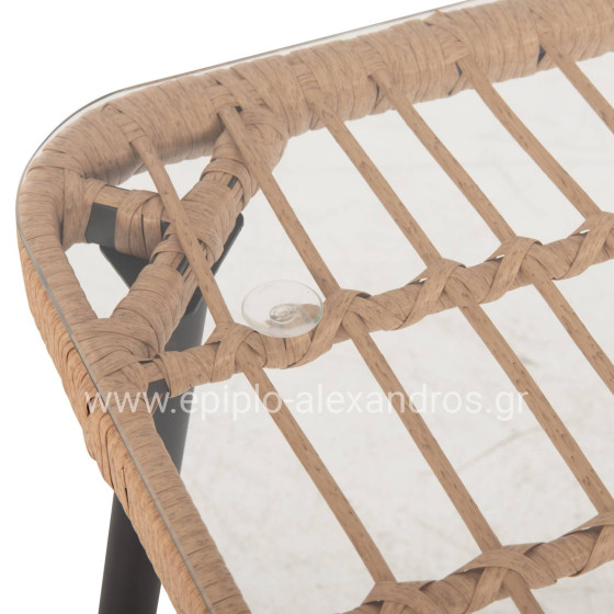 ΤΡΑΠΕΖΙ ΟΡΘΟΓΩΝΙΟ ALLEGRA HM5537.11 ΜΕΤΑΛ.ΜΑΥΡΟ-P.E. RATTAN ΦΥΣΙΚΟ 139,5x79,5x73Υεκ.