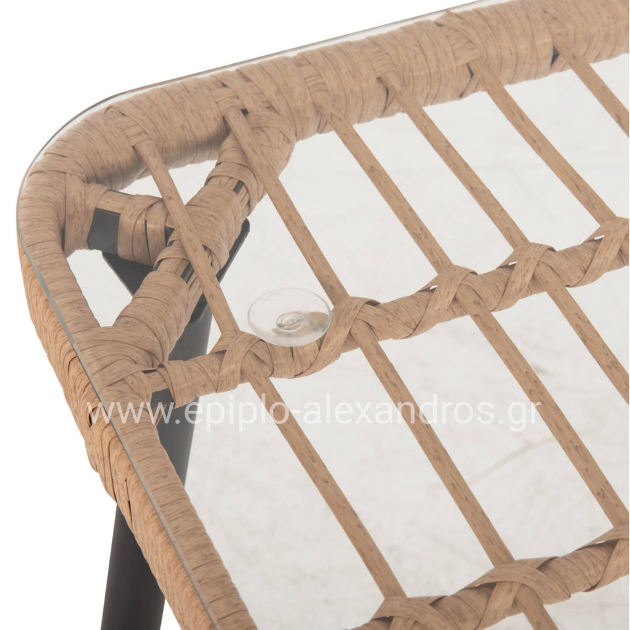 DINING TABLE RECTANGULAR ALLEGRA HM5537.11 BLACK METAL-P.E. RATTAN IN NATURAL 139,5x79,5x73Hcm.