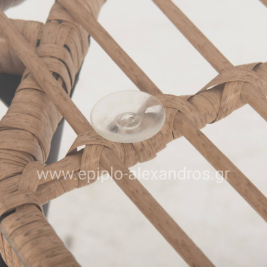 DINING TABLE RECTANGULAR ALLEGRA HM5537.11 BLACK METAL-P.E. RATTAN IN NATURAL 139,5x79,5x73Hcm.