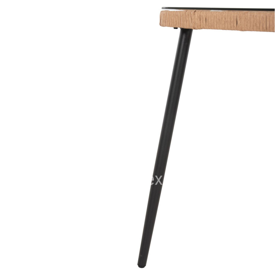 DINING TABLE RECTANGULAR ALLEGRA HM5537.11 BLACK METAL-P.E. RATTAN IN NATURAL 139,5x79,5x73Hcm.