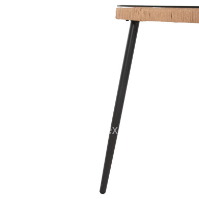 DINING TABLE RECTANGULAR ALLEGRA HM5537.11 BLACK METAL-P.E. RATTAN IN NATURAL 139,5x79,5x73Hcm.