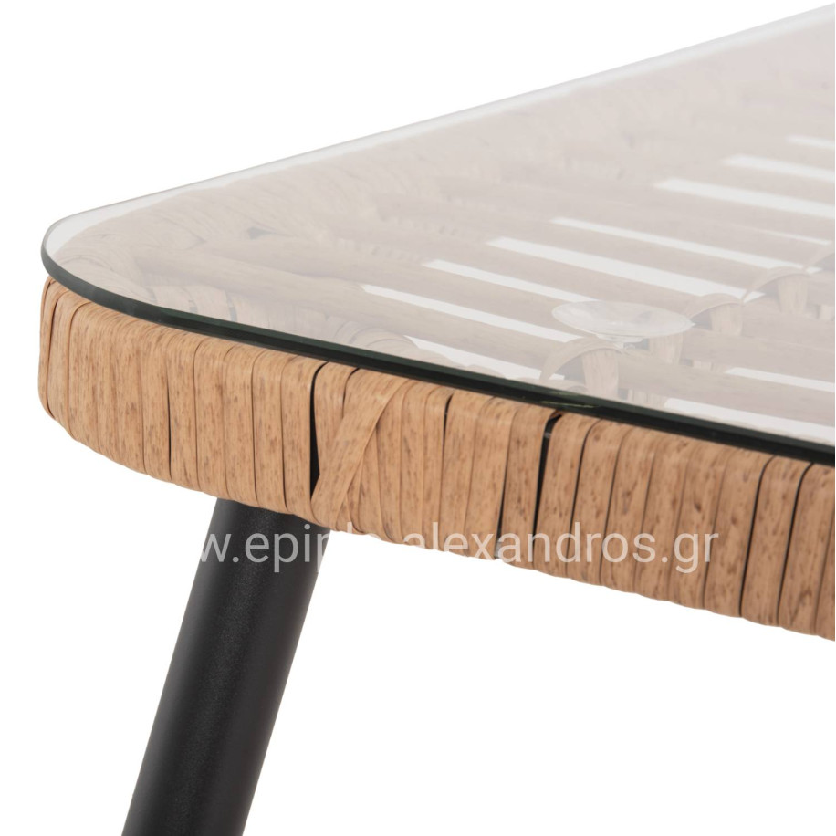 ΤΡΑΠΕΖΙ ΟΡΘΟΓΩΝΙΟ ALLEGRA HM5538.11 ΜΕΤΑΛ.ΜΑΥΡΟ-P.E. RATTAN ΦΥΣΙΚΟ 159,5x89,5x72Υεκ.