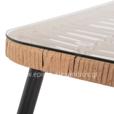 ΤΡΑΠΕΖΙ ΟΡΘΟΓΩΝΙΟ ALLEGRA HM5538.11 ΜΕΤΑΛ.ΜΑΥΡΟ-P.E. RATTAN ΦΥΣΙΚΟ 159,5x89,5x72Υεκ.