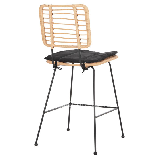 ΣΚΑΜΠΟ ΜΕΣ.ΥΨΟΥΣ ALLEGRA HM5644.11 ΜΕΤΑΛΛΟ&ΜΑΞΙΛΑΡΙ ΜΑΥΡΟ-WICKER ΜΠΕΖ 53x56x107Υεκ.