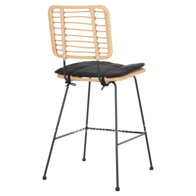 ΣΚΑΜΠΟ ΜΕΣ.ΥΨΟΥΣ ALLEGRA HM5644.11 ΜΕΤΑΛΛΟ&ΜΑΞΙΛΑΡΙ ΜΑΥΡΟ-WICKER ΜΠΕΖ 53x56x107Υεκ.