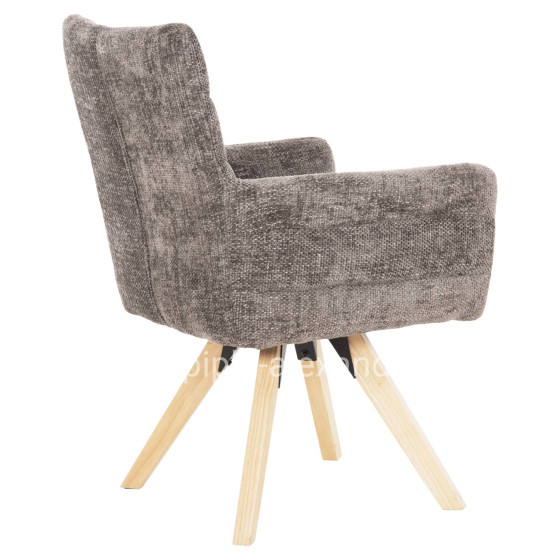 DINING ARMCHAIR GAZER HM9845.03 GREY FABRIC-RUBBERWOOD LEGS 66x63x91Hcm.