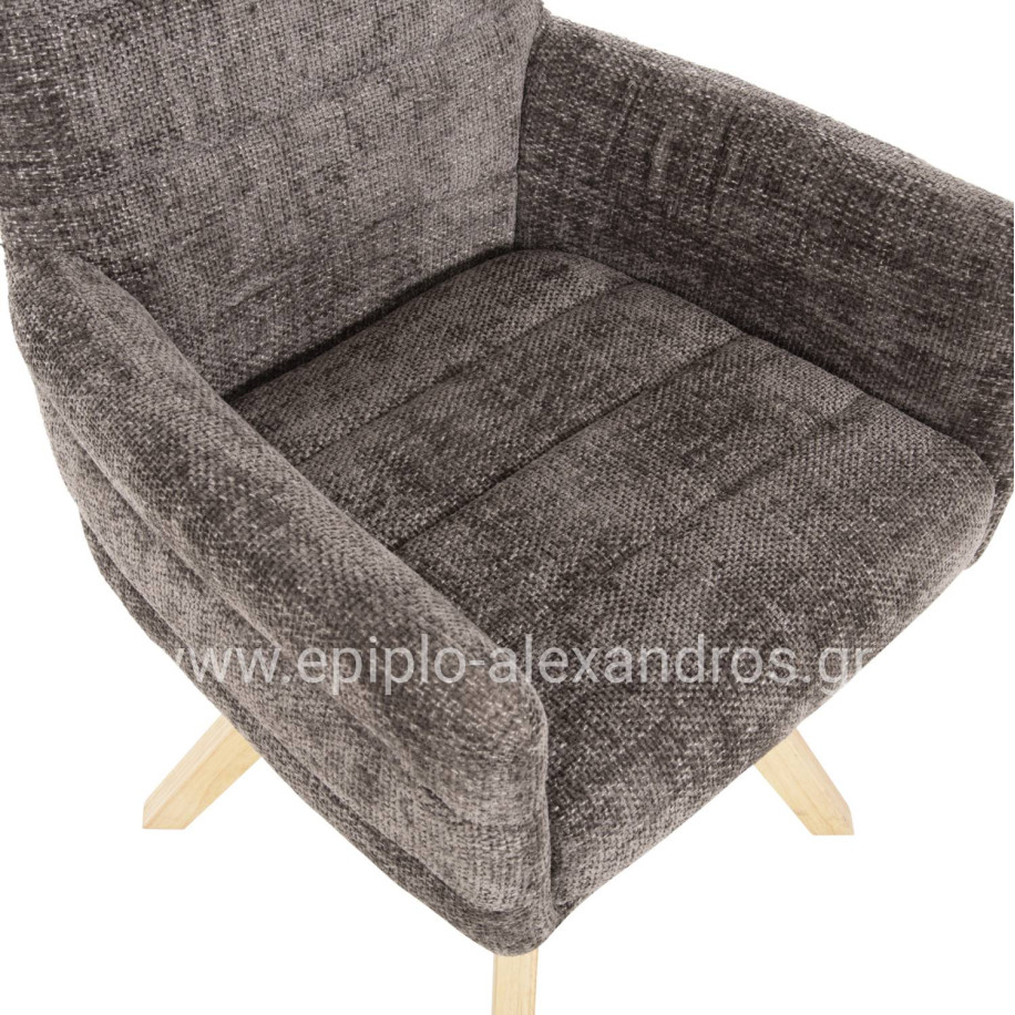 ΠΟΛΥΘΡΟΝΑΚΙ ΤΡΑΠΕΖΑΡΙΑΣ GAZER HM9845.03 ΓΚΡΙ YΦΑΣΜΑ-ΠΟΔΙΑ RUBBERWOOD 66x63x91Υεκ.