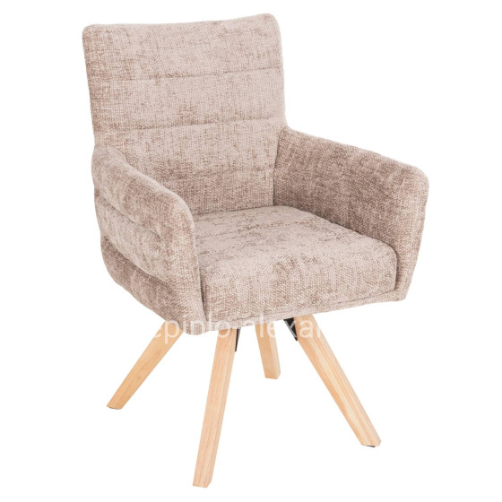 DINING ARMCHAIR GAZER HM9845.04 BEIGE FABRIC-RUBBERWOOD LEGS 66x63x91Hcm.