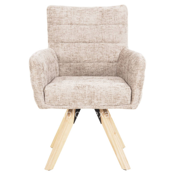 DINING ARMCHAIR GAZER HM9845.04 BEIGE FABRIC-RUBBERWOOD LEGS 66x63x91Hcm.
