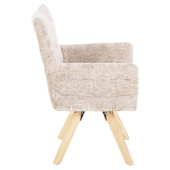 DINING ARMCHAIR GAZER HM9845.04 BEIGE FABRIC-RUBBERWOOD LEGS 66x63x91Hcm.