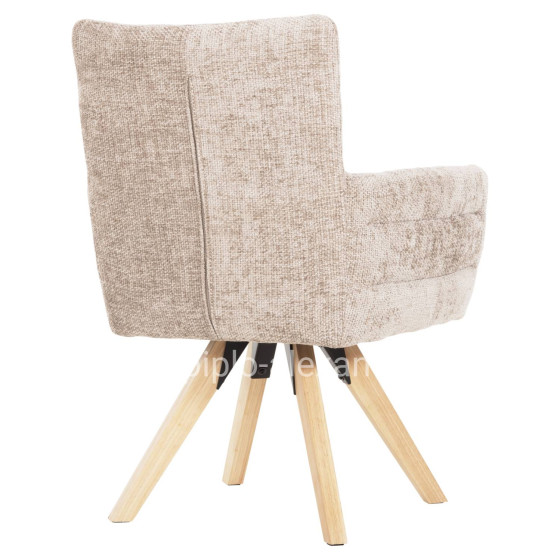 DINING ARMCHAIR GAZER HM9845.04 BEIGE FABRIC-RUBBERWOOD LEGS 66x63x91Hcm.