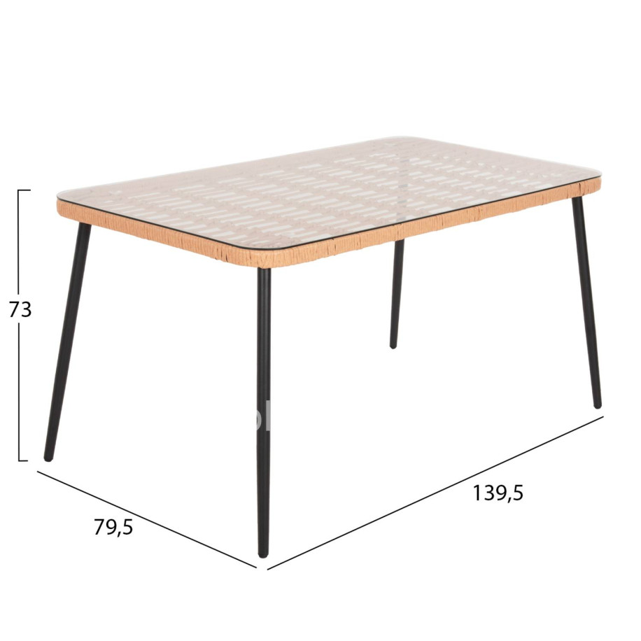 OUTDOOR DINING SET 5PCS ALLEGRA HM21027 IN BEIGE&BLACK COLOR WICKER-METAL