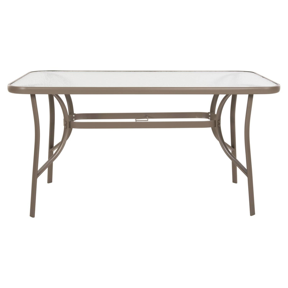 TABLE BRUNO HM5106.04 METALLIC IN CHAMPAGNE COLOR WITH TEMPERED GLASS TABLETOP 140Χ80Χ71Hcm.