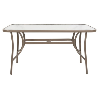 TABLE BRUNO HM5106.04 METALLIC IN CHAMPAGNE COLOR WITH TEMPERED GLASS TABLETOP 140Χ80Χ71Hcm.