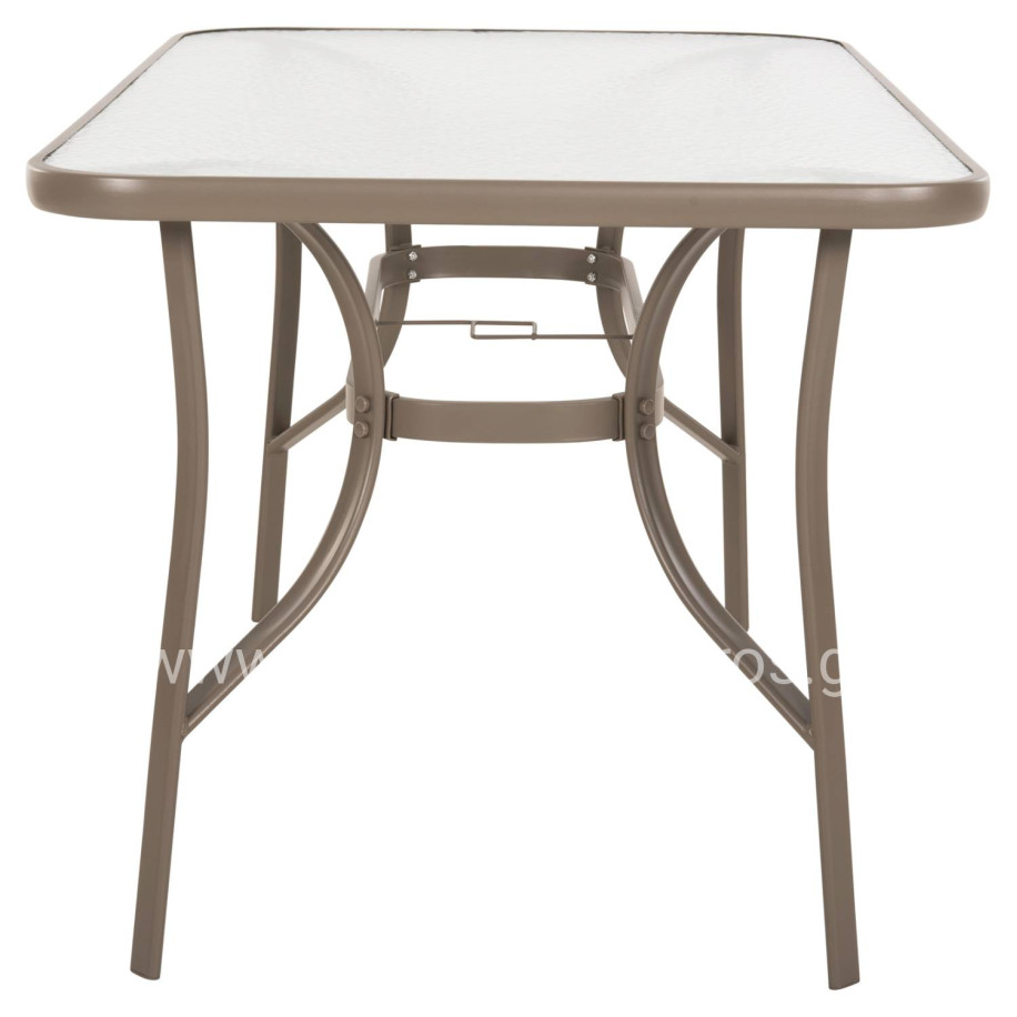 TABLE BRUNO HM5106.04 METALLIC IN CHAMPAGNE COLOR WITH TEMPERED GLASS TABLETOP 140Χ80Χ71Hcm.