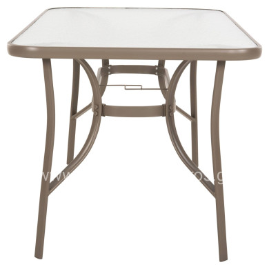 TABLE BRUNO HM5106.04 METALLIC IN CHAMPAGNE COLOR WITH TEMPERED GLASS TABLETOP 140Χ80Χ71Hcm.