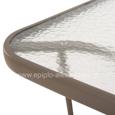 TABLE BRUNO HM5106.04 METALLIC IN CHAMPAGNE COLOR WITH TEMPERED GLASS TABLETOP 140Χ80Χ71Hcm.