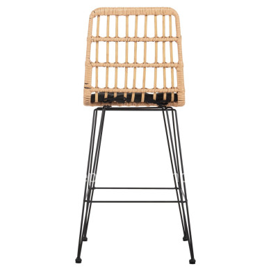 BAR STOOL MED.HEIGHT ALLEGRA HM5643.11 METAL&CUSHION BLACK-WICKER BEIGE 50x55x103Hcm.