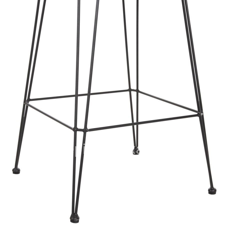 BAR STOOL MED.HEIGHT ALLEGRA HM5643.11 METAL&CUSHION BLACK-WICKER BEIGE 50x55x103Hcm.