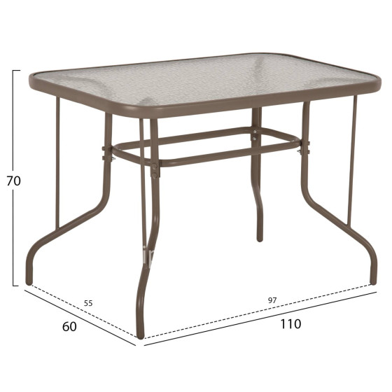 OUTDOOR DINING SET 5PCS LEON HM21041 TABLE-CHAIRS METAL IN CHAMPAGNE COLOR