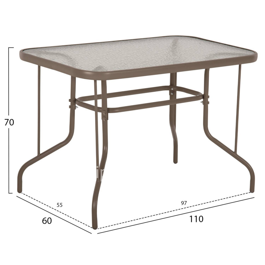 OUTDOOR DINING SET 5PCS LEON HM21041 TABLE-CHAIRS METAL IN CHAMPAGNE COLOR