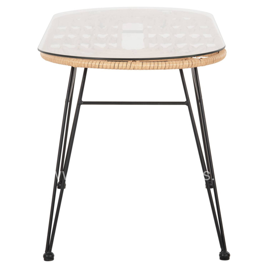 OUTDOOR OVAL COFFEE TABLE ALLEGRA HM5695.11 BEIGE WICKER-BLACK METAL 100x45x51,5Hcm.