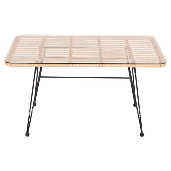OUTDOOR COFFEE TABLE ALLEGRA HM6076 BLACK METAL-BEIGE WICKER 95X55X51.5Hcm.