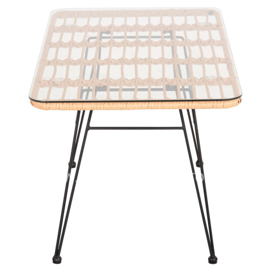 OUTDOOR COFFEE TABLE ALLEGRA HM6076 BLACK METAL-BEIGE WICKER 95X55X51.5Hcm.