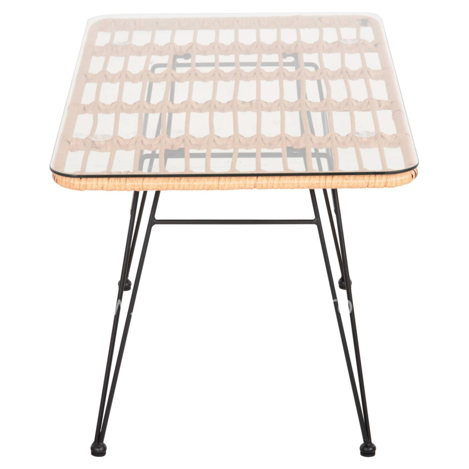 OUTDOOR COFFEE TABLE ALLEGRA HM6076 BLACK METAL-BEIGE WICKER 95X55X51.5Hcm.