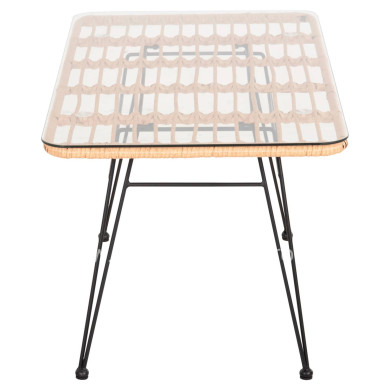 OUTDOOR COFFEE TABLE ALLEGRA HM6076 BLACK METAL-BEIGE WICKER 95X55X51.5Hcm.